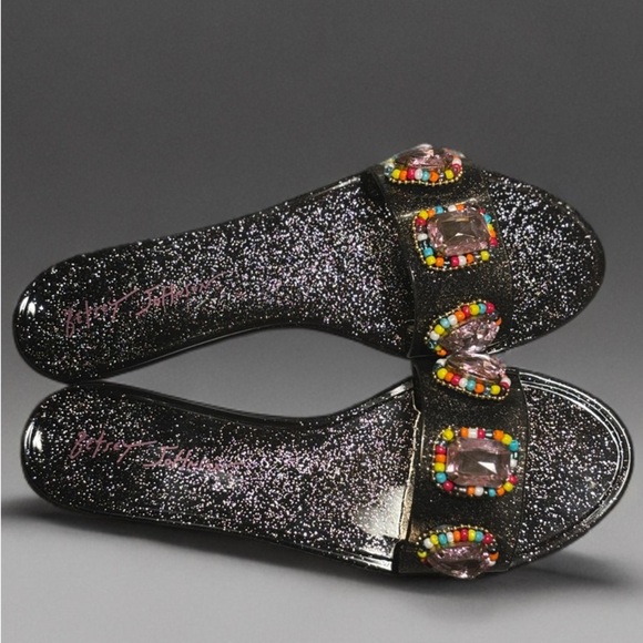 Betsey Johnson Madilyn Womens Rhinestone Slip On Jelly Sandals, Black , Size 8 - Picture 1 of 7